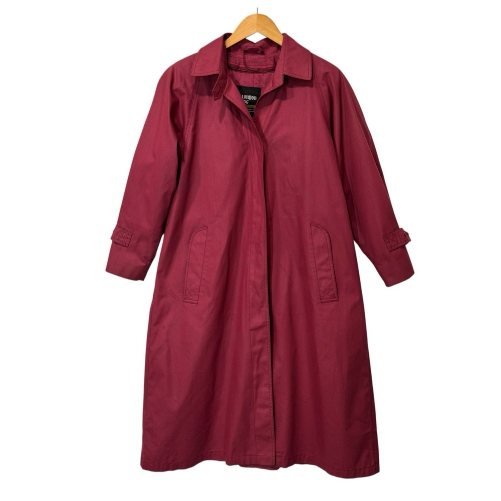 Vintage London Fog Women's 8P Burgundy Trench Coat 3M Thinsulate Lined Raincoat‎